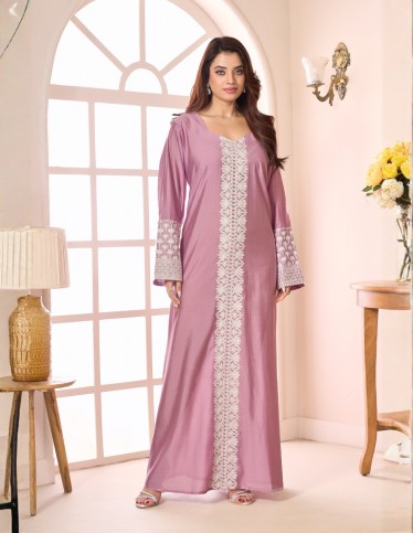 "Layan" Reception Gown – Silk-Crepe Style with Royal White Embroidery.