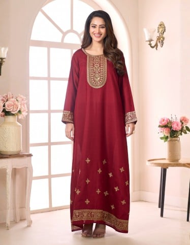 "Sultana" Reception Gown – Deep Oudi with Soft Aari, Qasab & Sequin Embroidery.