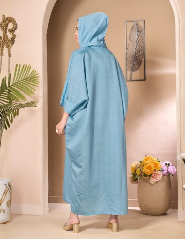 "Jewel" Moroccan Reception Gown – Sky Blue with Hand-Embroidered Bodice.