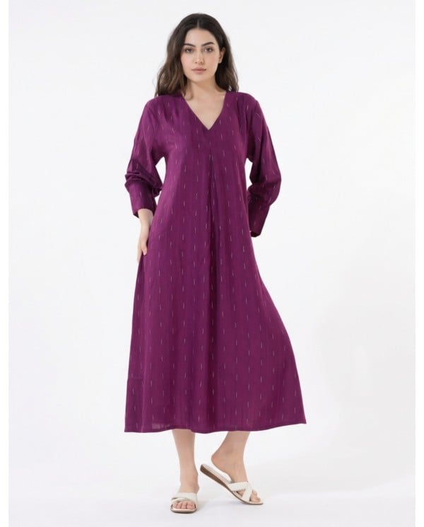 V-Neck Purple Long Sleeve Loungewear Gown