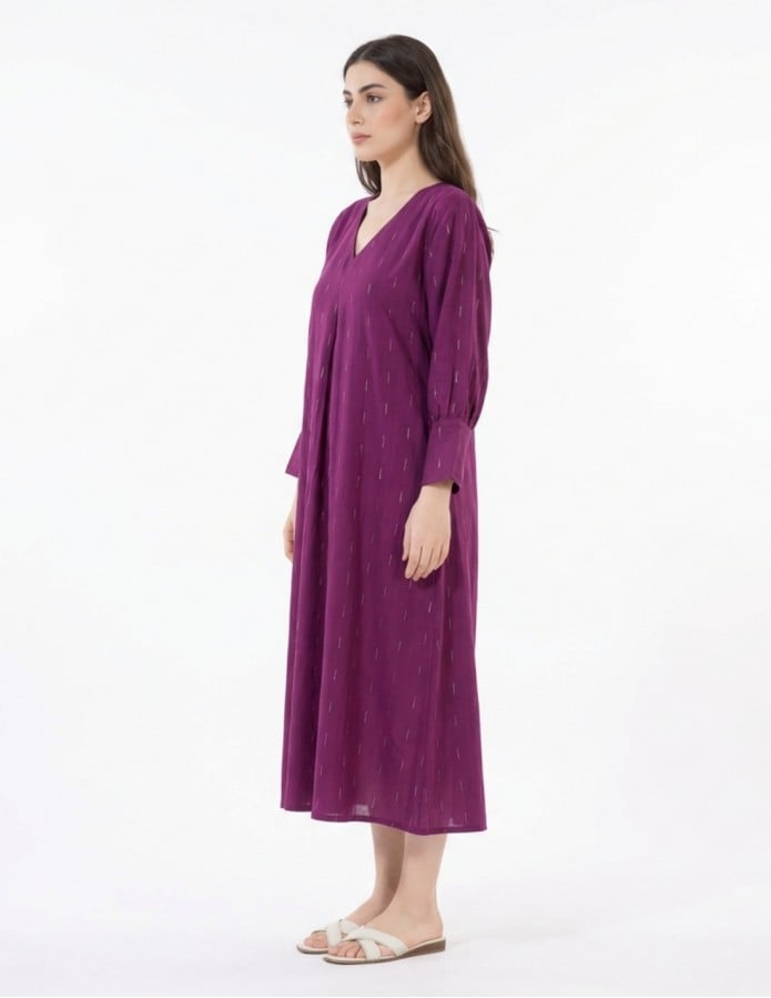 V-Neck Purple Long Sleeve Loungewear Gown