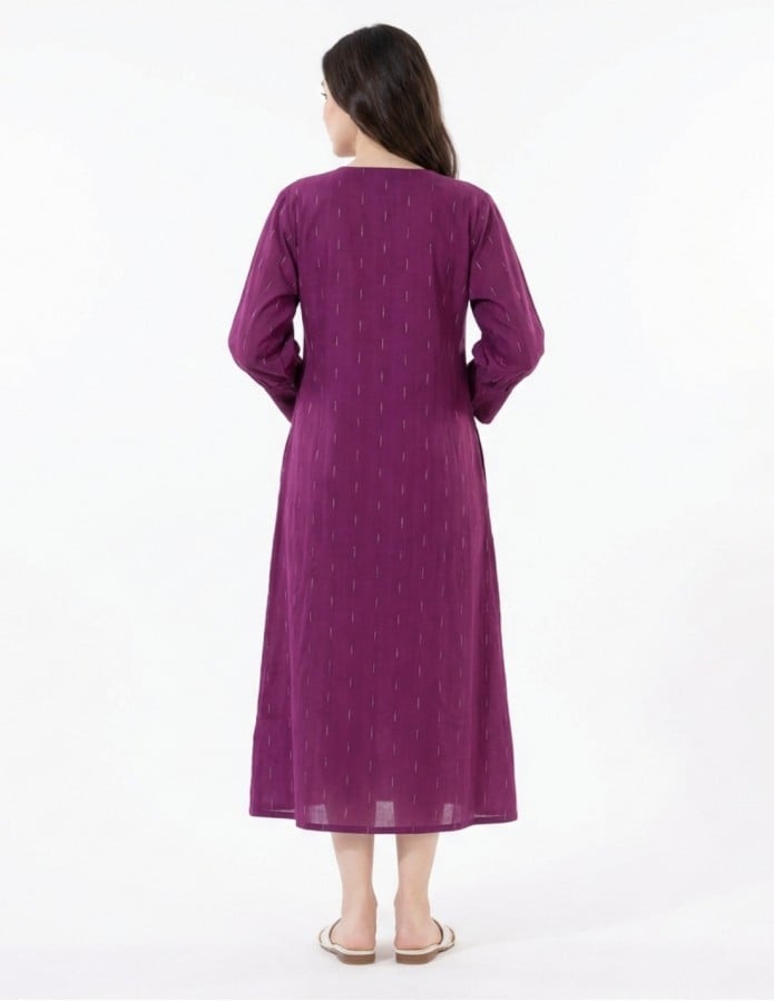 V-Neck Purple Long Sleeve Loungewear Gown