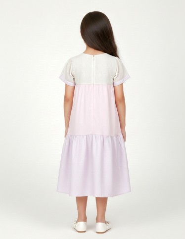 "Floral Breeze" Girls' Jalabiya in Pastel Gradient Design