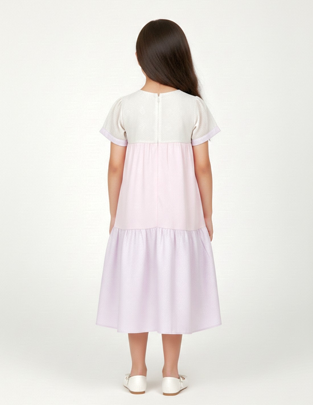 "Floral Breeze" Girls' Jalabiya in Pastel Gradient Design