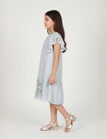 Girls' "Princess" Celestial Blue Jalabiya with Butterfly Sleeves.