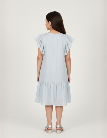 Girls' "Princess" Celestial Blue Jalabiya with Butterfly Sleeves.