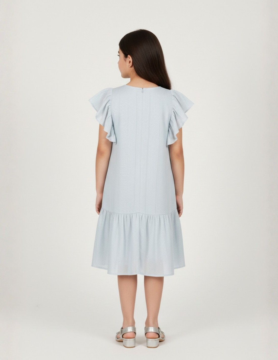 Girls' "Princess" Celestial Blue Jalabiya with Butterfly Sleeves.