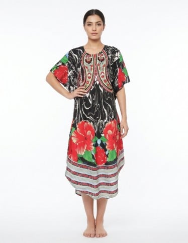 Casual Paisley Floral Print Jalabiya