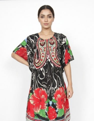 Casual Paisley Floral Print Jalabiya