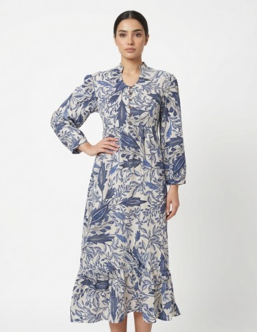 "Viola" Botanical Print Blue Jalabiya