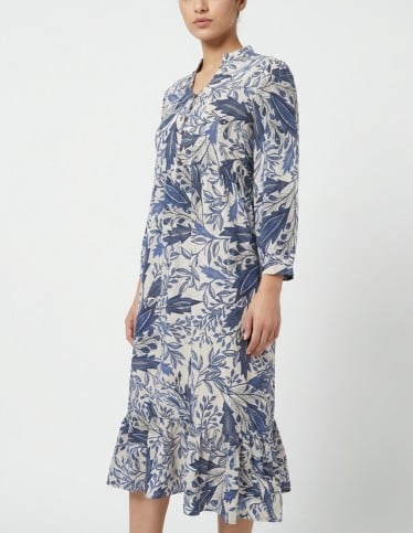 "Viola" Botanical Print Blue Jalabiya