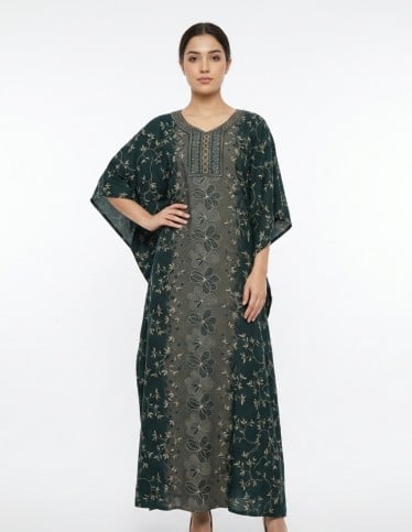 Emerald Green Butterfly Kaftan Jalabiya