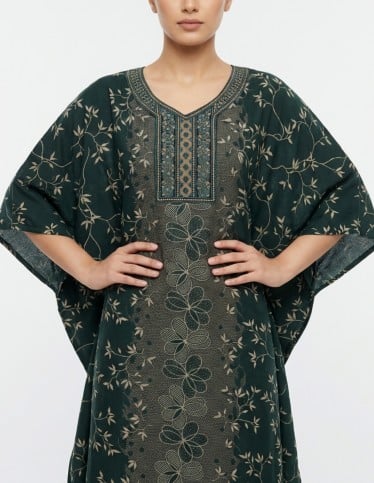 Emerald Green Butterfly Kaftan Jalabiya