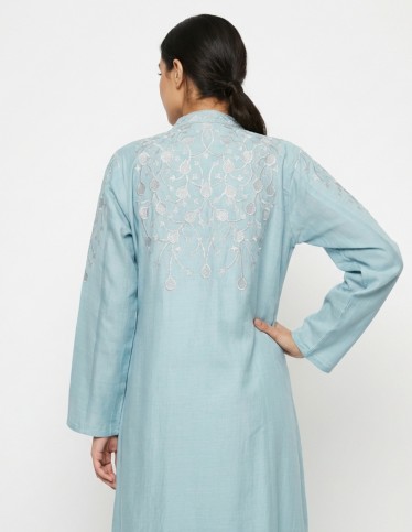 Sama Jalabiya with Elegant Silver Embroidery