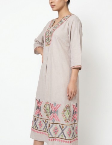 Jalabiya with Geometric Heritage Embroidery