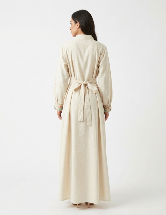 Casual Jalabiya with Geometric and Heritage Embroidery