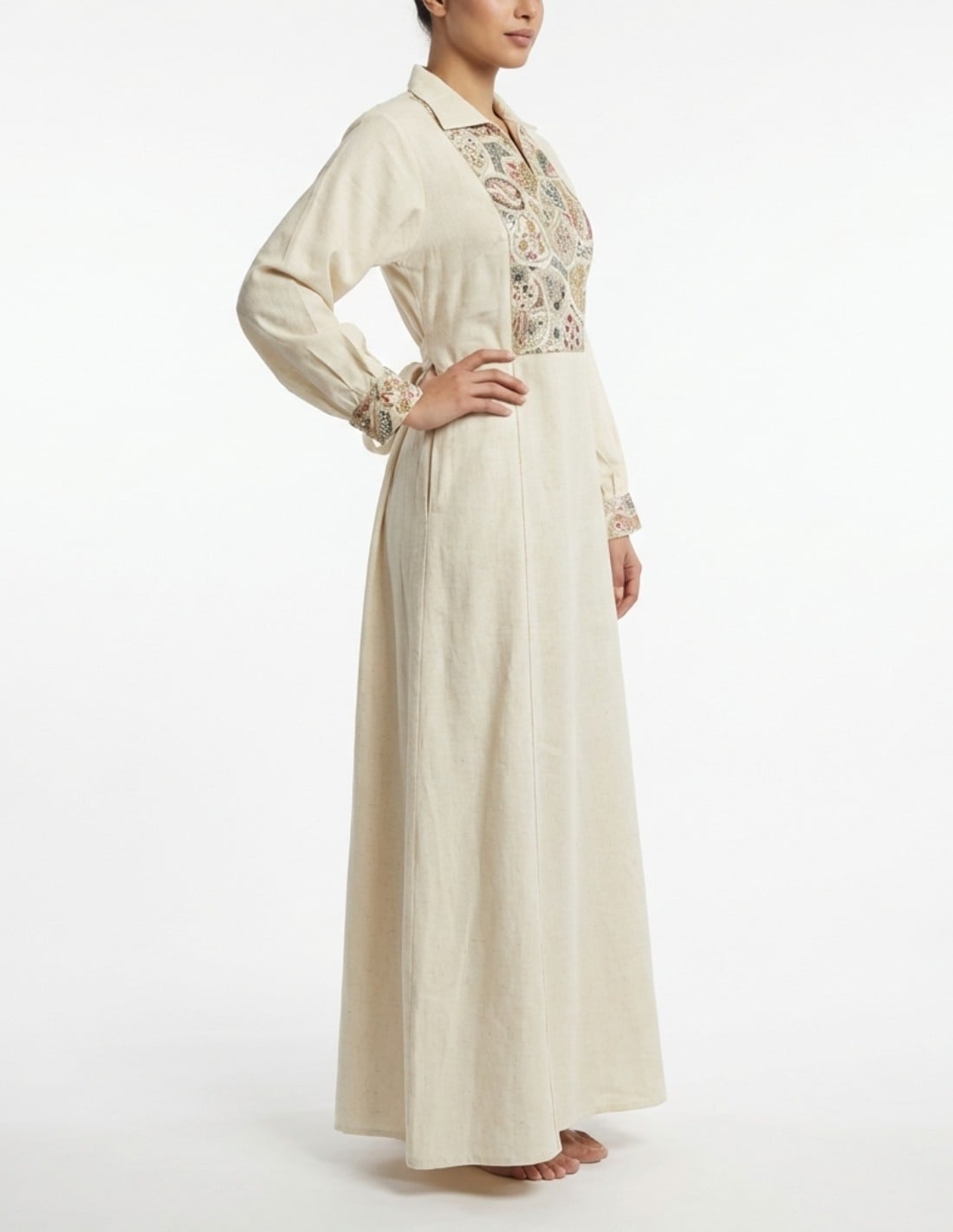 Casual Jalabiya with Geometric and Heritage Embroidery