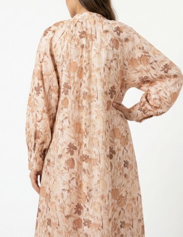 Classic Beige Floral Jalabiya with Premium Hand-Beaded Embroidery
