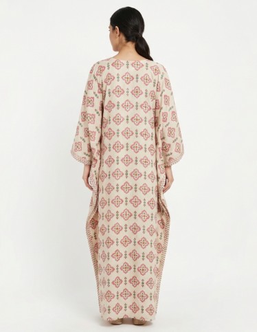 "Rose Garden" Cotton Butterfly Jalabiya with Thread Embroidery & Mirror Work