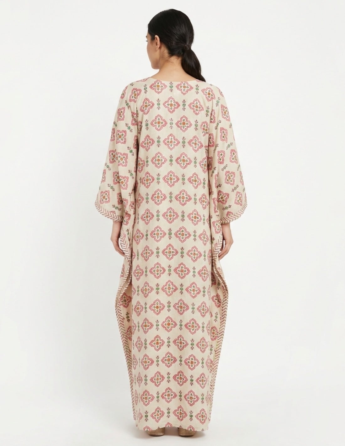"Rose Garden" Cotton Butterfly Jalabiya with Thread Embroidery & Mirror Work