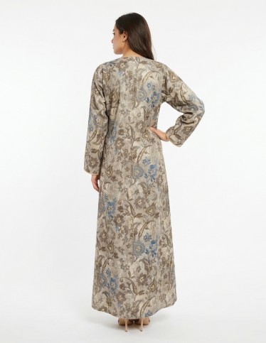 Classic Grey Jalabiya with Royal Gold Embroidery
