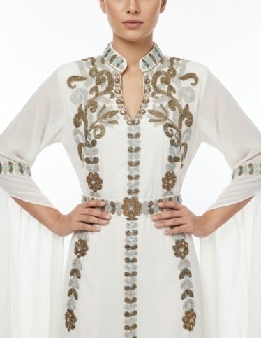 Elegant Embroidered White Jalabiya