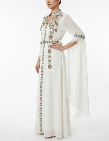Elegant Embroidered White Jalabiya