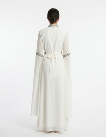 Elegant Embroidered White Jalabiya