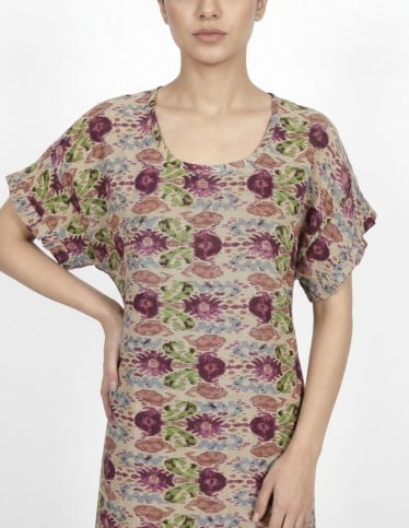 Contemporary Floral Print Short Sleeve Jalabiya