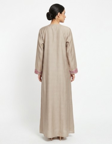 Elegant Taupe & Purple Embroidered Jalabiya