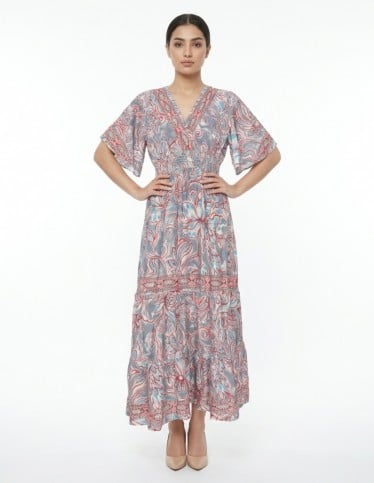 Modern V Neck Jalabiya with Short Sleeves