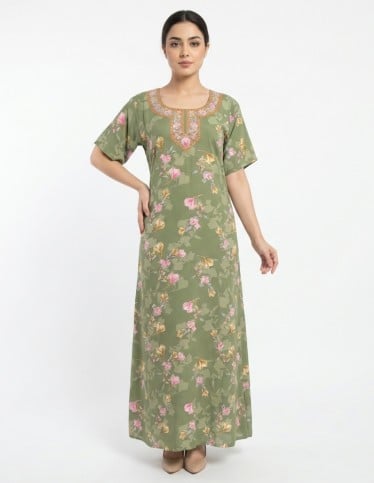 Olive Blossom Embroidered Jalabiya