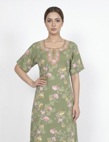Olive Blossom Embroidered Jalabiya