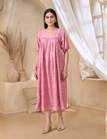 Pink Pleated Comfort Jalabiya