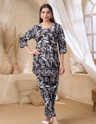 Modern Abstract Print Co-ord Set - Tunic & Trousers