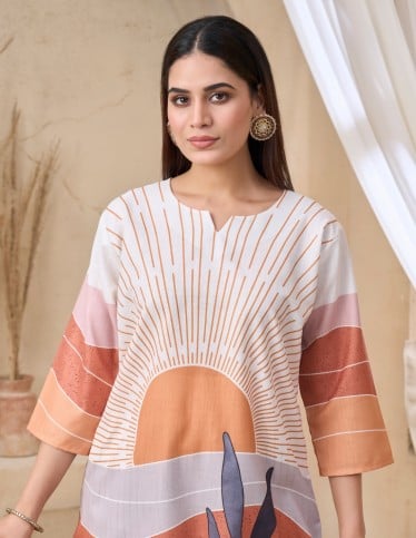 Modern Sunset Print Jalabiya Set