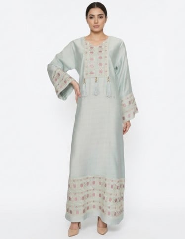 Elegant Embroidered Jalabiya with Tassels