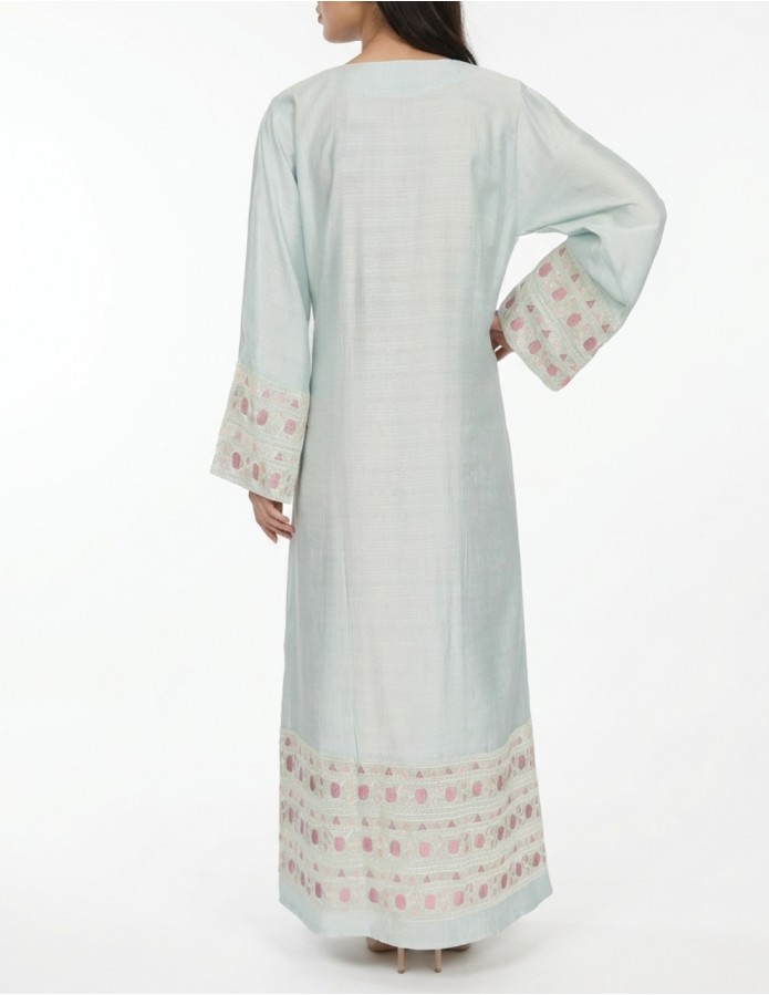 Elegant Embroidered Jalabiya with Tassels