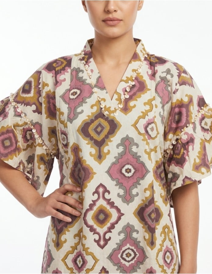 Bohemian Chic Jalabiya with Bold Ikat Print