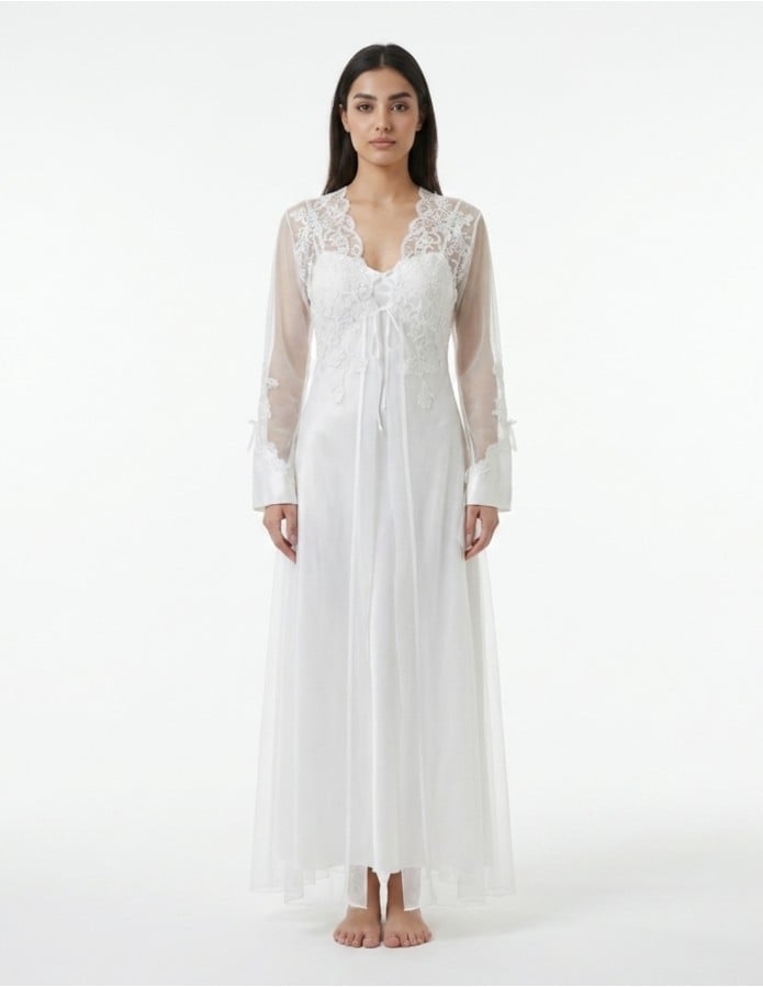 Ethereal White Lace Jalabiya