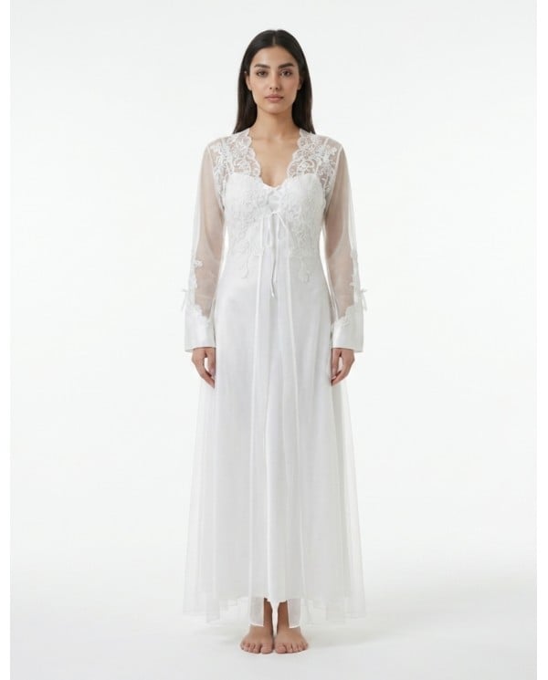 Ethereal White Lace Jalabiya