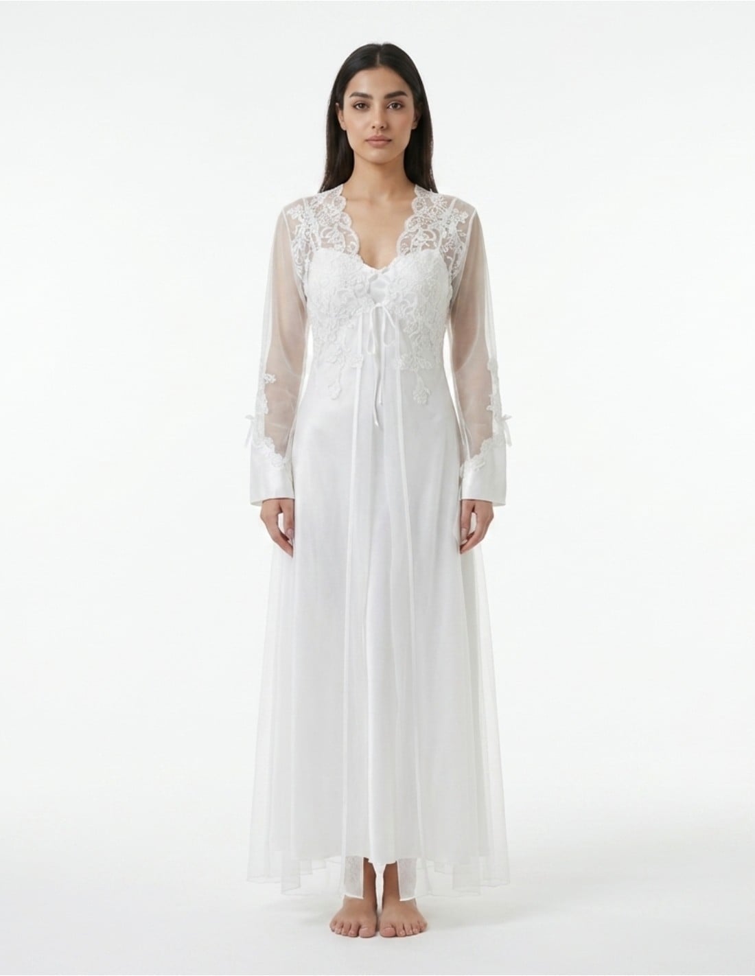 Ethereal White Lace Jalabiya