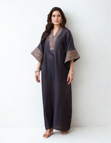 Luxurious Embroidered Kaftan with Bell Sleeves
