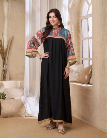 "Eastern Hues" Black Jalabiya