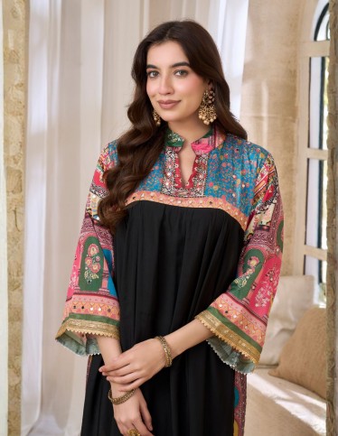 "Eastern Hues" Black Jalabiya