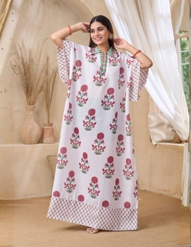 Vibrant Floral Print Kaftan
