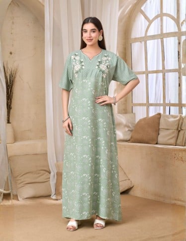 Embroidered Light Green Everyday Jalabiya