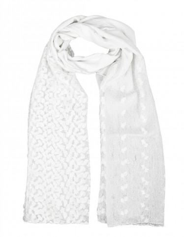 Elegant Dual-Pattern White Scarf