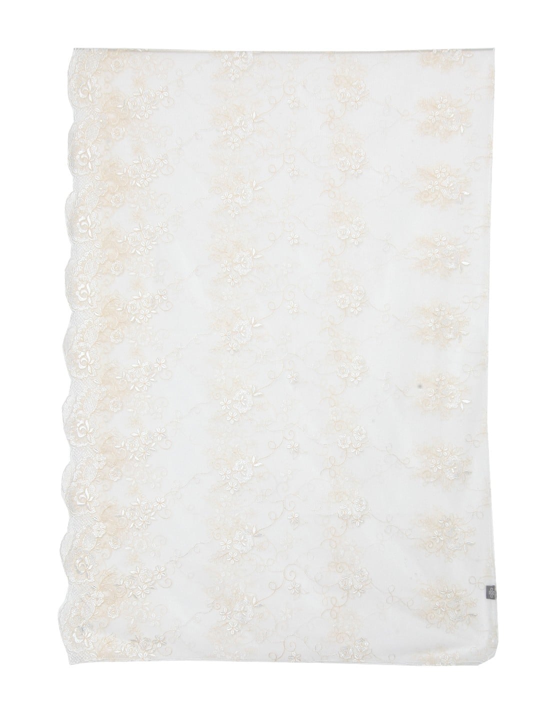Romantic Floral Embroidered Cream Scarf