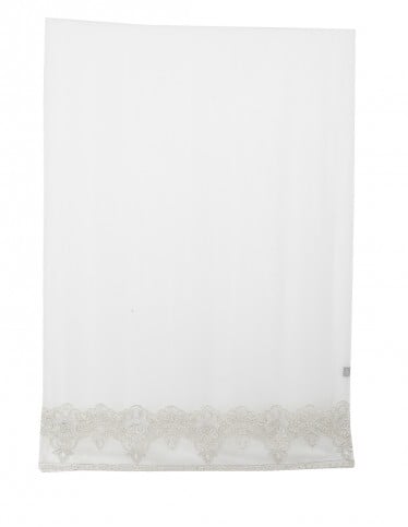 Sophisticated White Scarf with Embroidered Border
